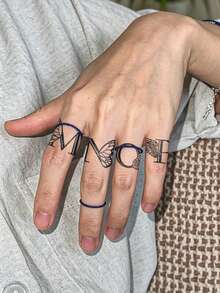 6pcs Mini Temporary Tattoo Stickers, English Letter Short Phrase Design, Suitable For Wrist, Finger, Arm, Collarbone, Vintage Old English Street Style, Waterproof, Long-Lasting, Fade-Resistant, Lasts 7-14 Days, Sweat-Proof, Wear-Resistant, Hard To Peel Off, Daily Fashion Decoration, Body Tattoo Stickers For Men And Women - Black - View 7