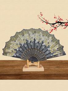 1pc Forever & Moment Exquisite Vintage Plastic Frame Folding Hand Fan, Butterfly Pattern, Portable Handheld Fan, Suitable For Wedding Dance - Multicolor - View 10
