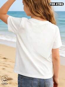 Maßgefertigtes Mädchen-T-Shirt aus 100 % Baumwolle, Noist Mädchen-T-Shirt, Mädchen-T-Shirt in Übergrößen, Kurzarm-Mädchen-T-Shirt, Oberteil aus reiner Baumwolle, Sommeroberteil, Jugendbekleidung. - Weiss - Übersicht 8