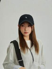 中性 RH 字母刺繡棒球帽 極簡純色彎帽簷老爹帽 可調節輕量休閒街頭風配件 運動遮陽帽 適合日常戶外旅行使用 - 彩色 - 查看 7