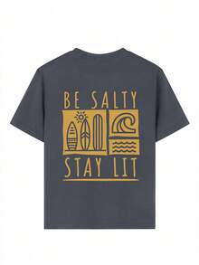 Tween Boy Casual Fun Print Crew Neck Pullover Short Sleeve T-Shirt Summer Top - Dark Grey - View 6