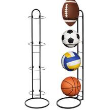 Basketball Ball Storage Rack Holder Organizer Football Volleyball Basket Stand - Black, 4-tier - View 2