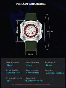 VA VA VOOM Jam Tangan Pria Sporty Bentuk Persegi Berongga dengan Mekanisme Putar, Kombinasi Warna Merah Hitam + Skala Segi Empat Bercahaya, Jam Tangan Pria Modis, Cocok untuk Aktivitas Luar Ruangan Sehari-hari - Gaya putar dial - View 9