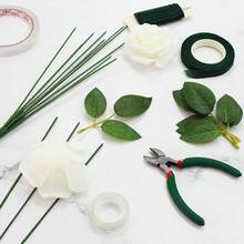 100片大容量玫瑰葉仿真綠植假葉，適用於玫瑰裝飾、仿真牡丹葉、仿真玫瑰葉，DIY婚禮裝飾、花束、桌花中心裝飾、派對裝飾、玫瑰藤蔓花環花鏈配件，房間裝飾仿真植物 - 綠色 - 查看 11