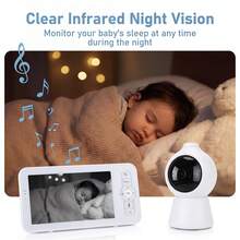 2K 2.4GHz WiFi Baby Monitor, Phone App & 5'' Screen Control, Smart Night Light, Night Vision, Cry Motion Sound Detect, 360° Camera, Smartphone - White - View 8
