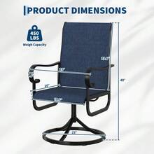 2-Pack Outdoor High Back Swivel Rocker Dining Chairs, Padded Breathable All-Weather Textilene & Durable Powder-Coated Metal Frame, Ideal For Lawn, Garden, Porch, Poolside - A - View 3