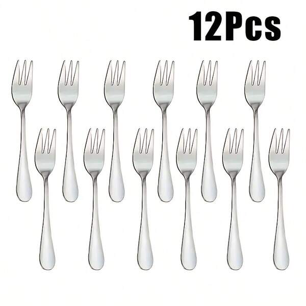 12 Peças Garfos de Sobremesa Mini em Aço Inoxidável, Adequados para Bolos, Doces, Saladas de Frutas e Outros Usos Culinários, Casamentos, Festas, Restaurantes, Lavável em Máquina de Lavar Louça, 5,7 Polegadas