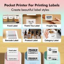 ORICO 2 Inch Portable Mini Thermal Printer, Label Maker With Paper Roll, Small Pocket Printer, Easy To Use, Suitable For Office, Home, Small Business, Address, Logo, Clothing, Stickers - Baby Blue - View 7
