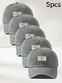 Gorra de béisbol para hombre con parche de letra decorativa de estilo callejero - Gris Claro - Ver 6