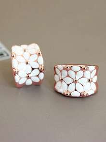 1 Pair Charming Floral Earrings, Designed For Women, Suitable For Weddings, Engagements, Anniversary Parties, Valentine's Day Gift - Rose Gold - View 4