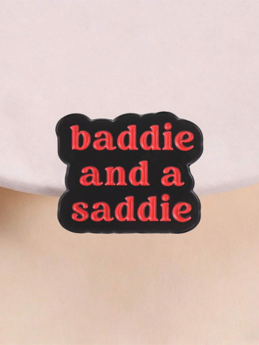 Baddie And A Saddie Black Red Cloud Enamel Pin Y2K Sassy Sad Girl Meme Lapel Brooch Women Alt Backpack Decor Gift - Multicolor - View 1