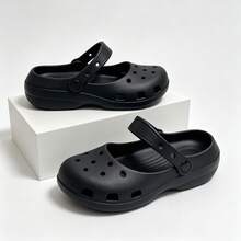 Fashionable Versatile Platform Clogs For Women, Autumn 2026 New Style, Outdoor Wear, Non-Slip Thick Sole, Comfortable, 2-In-1 Slip-On Sandals, Thick Sole Ballet Clogs - Black - View 2