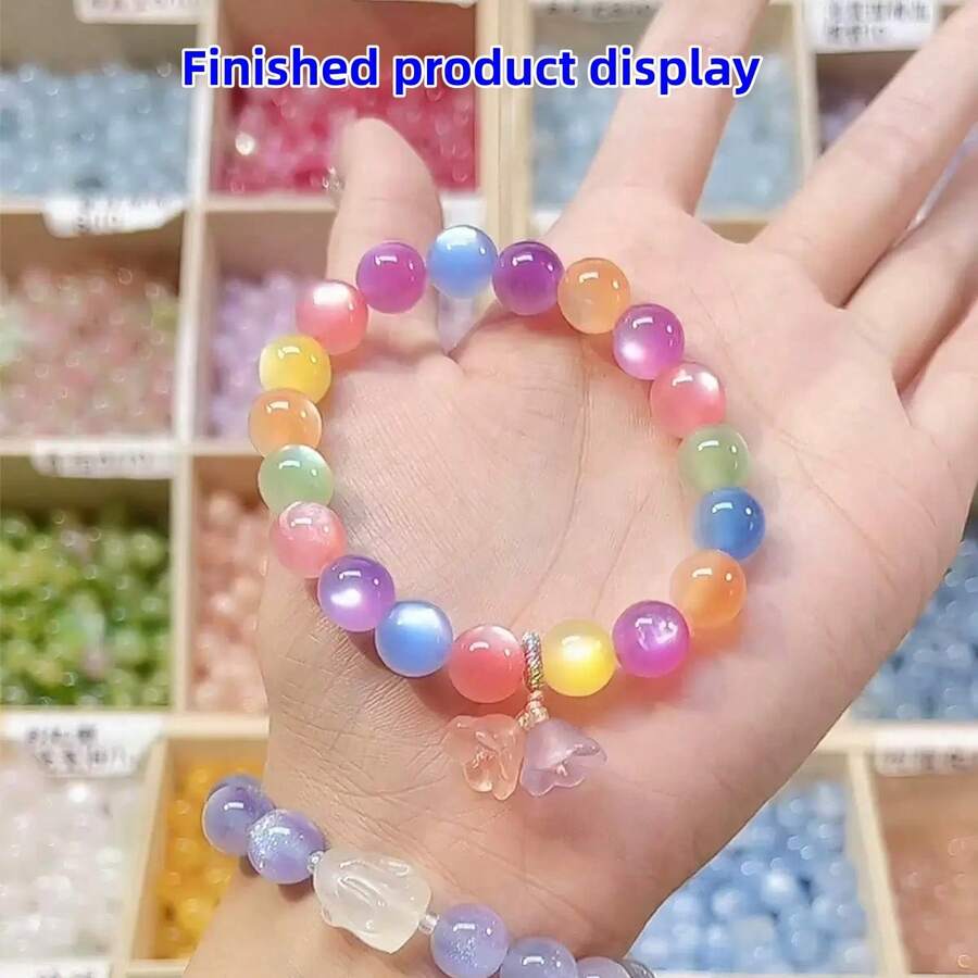 100/200pcs 6/8/10mm UV Color Changing Acrylic Beads,Abacus Beads,,Round Hole Loose Beads For Jewelry Making,DIY Necklace,Bracelet,Phone Charms,Keychain,Shoe Charms,Car Hanging Crafts,Spark Your Creativity