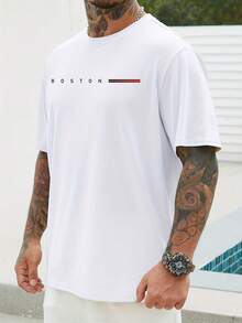 Vintage-Freizeit-T-Shirt aus 100% Baumwolle für Herren, große Größe 180g Sommer-Oberteile - Weiss - Übersicht 2