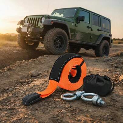 Heavy Duty Tow Strap Recovery Kit 3 In X 30 Ft (MBS-36,000 Lbs) Tree Saver Winch Strap, Triple Reinforced Loop & Protective Sleeves & Storage Bag, 3/4" D-Ring Shackles, For Truck  SUV ATV-XY131484