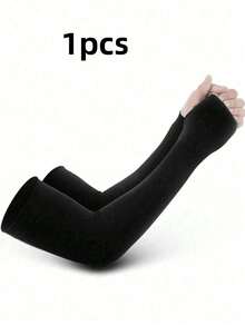 1 Pair Plus Size Thin Breathable Ice Silk UV Protection Arm Sleeves For Driving And Cycling - Black - View 13