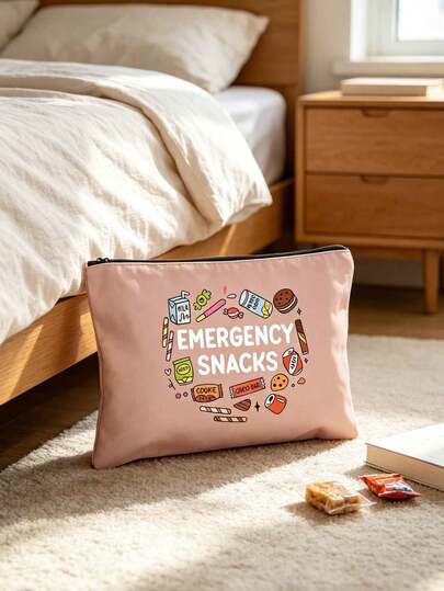 Emergency Snack Print Storage Bag, Suitable As Christmas Gift For Mother, Teacher, Friend And Nurse; Also Can Be Used As Makeup Bag, Gift For Female Friend, Travel Souvenir, Birthday Gift, Women's Day Gift, Party Gift, Bridesmaid Makeup Storage Bag, Toiletry Bag, Storage Bag, Makeup Bag, Cosmetic Storage Bag, Makeup Tools, Travel Makeup Gift Bag, Makeup Bag And Cosmetic Organizer Bag.