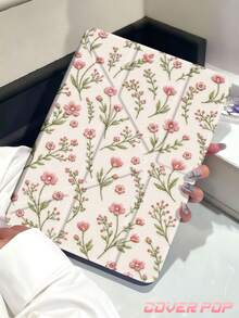 紅色刺繡花卉圖案平板保護殼，相容 iPad 9.7/10.2/10.5/10.9/12.9/Pro 11、第 10 代，相容 Galaxy Tab S6 Lite 10.4 吋，相容 Kindle Paperwhite 第 12 代 2024、Kindle (第 11 代-2024)，柔軟防摔，智慧支架/自動喚醒/睡眠，Y 型折疊平板保護套，多角度視角 - 彩色 - 查看 3