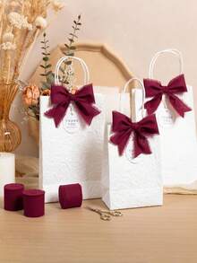 1 Roll/3 Rolls/6 Rolls Ribbon, Suitable For Wedding Invitations, Bridal Bouquets, Gift Wrapping, DIY Crafts, Scene Decoration, Holiday Decoration, Room Decoration, Home Decor - Claret - View 5