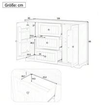 Modern, Elegant Sideboard With 3 Drawers And Refrigerator-Like Doors, Buffet Cabinet For Dining Room, Living Room And Hallway (White) - White - View 5