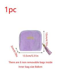 1pc Portable Tassel Zipper Jewelry Storage Bag, Multi-Layer Jewelry Organizer, Bracelet Storage Pouch - Multicolor - View 17