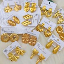Minimalist Stainless Steel Fashion [Random Style Earrings] Luxury Niche Elegant High-End Versatile Aura Personalized Ear Jewelry Suitable For Women's Daily Wear Daily Holiday Best Gift - Multicolor - View 1