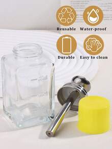 180ML Refillable Glass Pump Bottle With Stainless Steel Pump Head, Leak-Proof Liquid Dispenser, Suitable For Nail Polish Remover, Alcohol And Other Liquids, Essential Nail Care Supplies For Nail Salon And Home DIY - Multicolor - View 3