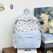 LECEY Striped Cartoon Print Large Capacity Backpack - Blue - View 4