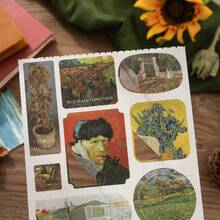 Bahan Buku Stiker Lukisan Minyak Kreatif Gaya Eropa & Amerika, Ilustrasi Pemandangan Van Gogh, Kertas Bahan Dekorasi Meja, Buku Stiker Perencana - 1 Set - View 3