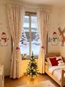 2pcs/Pack Christmas Cotton Rope Curtain Tiebacks, Reindeer / Santa Claus / Christmas Tree / Christmas Stocking / Snowman / Bow Bell Tassel Holiday Curtain Tie-Backs - Christmas Edition - View 17