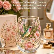 The 2026 "Garden Hummingbird" Chenyue Glass Tea Cup Features An Elegant Gold Rim And A 14-Ounce (Approx. 415 Ml) Capacity; Its Clear Body Makes It Perfect For Brewing Loose-Leaf Tea. This Cup Embodies The Artistic Beauty Of Nature. - Hummingbird - View 5