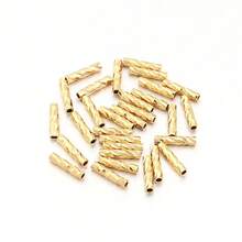 30顆/包 鍍銅金金色紋理切割螺紋隔珠,極簡時尚圓管珠,適用手工DIY手鍊項鍊珠寶製作 - 直管珠 - 查看 14