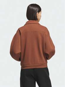 Adidas Women's FLEECE JKT Knit Collarless Jacket KC0048 - Brown - View 4