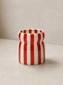 1pc Ceramic Striped Storage Canister, Tableware Organizer, Knife Holder, Eyebrow Pencil Makeup Tool Holder, Multiple Color Striped Patterns, Suitable For Kitchen Storage, Tableware Organization, Home Decor And Holiday Gifts - View 14