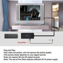 1pc HD To RCA Converter, HDTV To AV 3RCA Composite Video Audio Adapter, Supports PAL/NTSC, Compatible With TV Stick, Android TV Box, DVD Player And Other Devices, Black - View 5