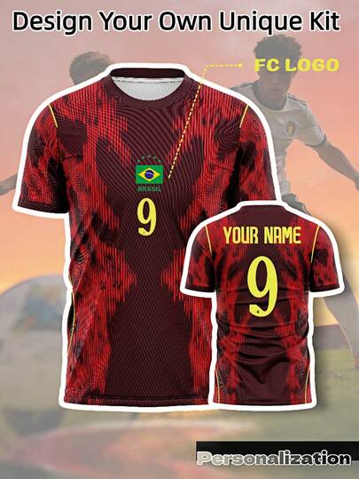 2026 Brazil Special Edition Red & Black Gradient Football Jersey Shirt, Customizable Name & Number Material Sports Summer
