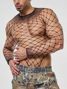 Deep Contour Stripe Bodysuit Bodysuit Fishnet Bodystocking Men Sexy Underwear Sexy Lingerie - Black - View 1