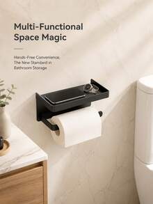 1 pieza Portarrollos de papel higiénico, sin necesidad de perforar, estante de papel higiénico para baño, portarrollos de papel higiénico autoadhesivo, estante de papel higiénico montado en la pared, portarrollos de papel higiénico para baño, accesorios de herrajes para baño, decoración de baño - soporte para papel - Ver 5