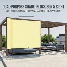 High-Density Thickened Privacy Anti-Peeping Sunshade Fabric, 90% UV Protection Garden Sunscreen Screen, Weather-Resistant Waterproof Outdoor Privacy Protection Net Curtain, Suitable For Balcony/Patio/Yard, Includes Cable Ties And Rope Installation Kit - Beige - View 2