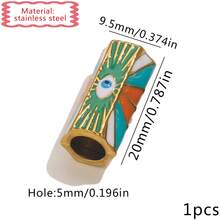 1pc Enamel Evil Eye AMOUR Heart Large Hole Tube Bead, Gold Tone Stainless Steel Hexagon Spacer Bead For DIY Bracelet Necklace Jewelry Making - Oil Droplets - View 12