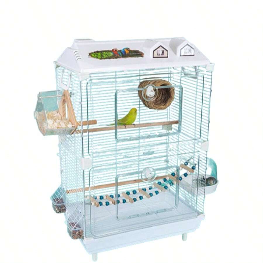 Transparent Birdcage For Budgerigars, Ornamental Birdcages For Cockatiels, Lovebirds, White-Eyes, Large-Sized Villa Birdcages, Viewing Cages. - White - View 1