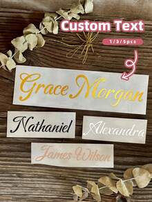 1/3/5pcs Customized Cup Vinyl Stickers, Personalized Water Bottle Stickers, Wedding Custom Name Stickers, Design Your Full Color Custom Stickers, Waterproof Material, Tear-Resistant And No Residue, Rich Colors, Customizable - Multicolor - View 1