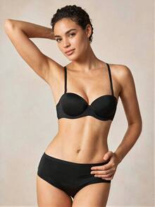 Veilyse 3pcs/Set Women's Solid Color Wireless Bras With Removable Straps For Summer - Multicolor - View 4