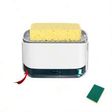 Gift: 1pc Sponge, Random Color) Kitchen Soap Dispenser, Countertop Soap Pump Dispenser, Sponge Nozzle, Dish Soap Dispenser, Kitchen, Storage, Kitchen Essentials, Liquid Soap Dispenser, Soap Dispenser - Designed For Cleaning Dishes In The Kitchen Sink, Equipped With Convenient Non-Slip Base. - Multicolor - View 12