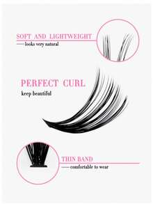12 Rows 240pcs 40D+50D Dense Synthetic False Eyelashes, 12-16mm Mixed Length, Waterproof, Suitable For Daily Or Special Occasions (Random Base Card) - D - 查看 3
