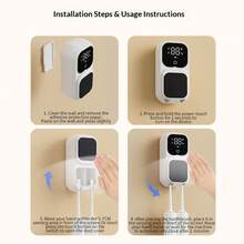 Sterilisator Sikat Gigi Sensor Pintar yang Dipasang di Dinding, Sterilisator Sikat Gigi UV dengan Sensor Inframerah Otomatis Membuka dan Menutup, Layar Digital, Tempat Sikat Gigi Anti Debu untuk Penyimpanan Kamar Mandi - MultiWarna - View 7