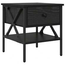 Comodino Villeneuve con cassetto, rovere nero, 40 x 42 x 45 cm - nero - Visualizzare 2