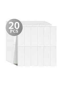 WalDecoo 4PCS/10PCS/20PCS Pure White Long Rectangular Tile Stickers - Peel And Stick Backsplash, Waterproof & Oilproof, Removable 3D Self-Adhesive Wall Decals For Kitchen Bathroom, Rental Friendly, Easy To Cut & Install - VP573 White - View 11