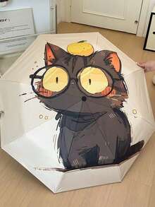 Black Cat Series Minimalist Fashion Black Vinyl UV Protection Sunscreen Outdoor Travel All-Weather Manual Folding Umbrella - Black Cat Manual - View 9
