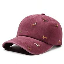 Gorra de béisbol lavada primavera/otoño nueva moda bordado de cachorro parte superior suave estilo calle vintage desgastado - Multicolor - Ver 8